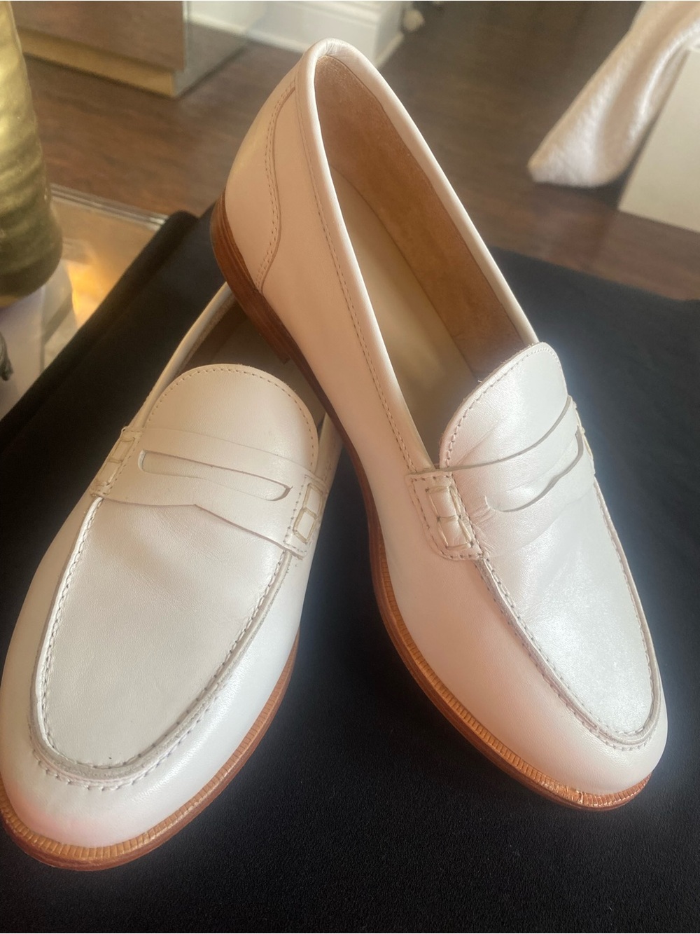 J. Crew Women’s Cream Leather Penny Loafers